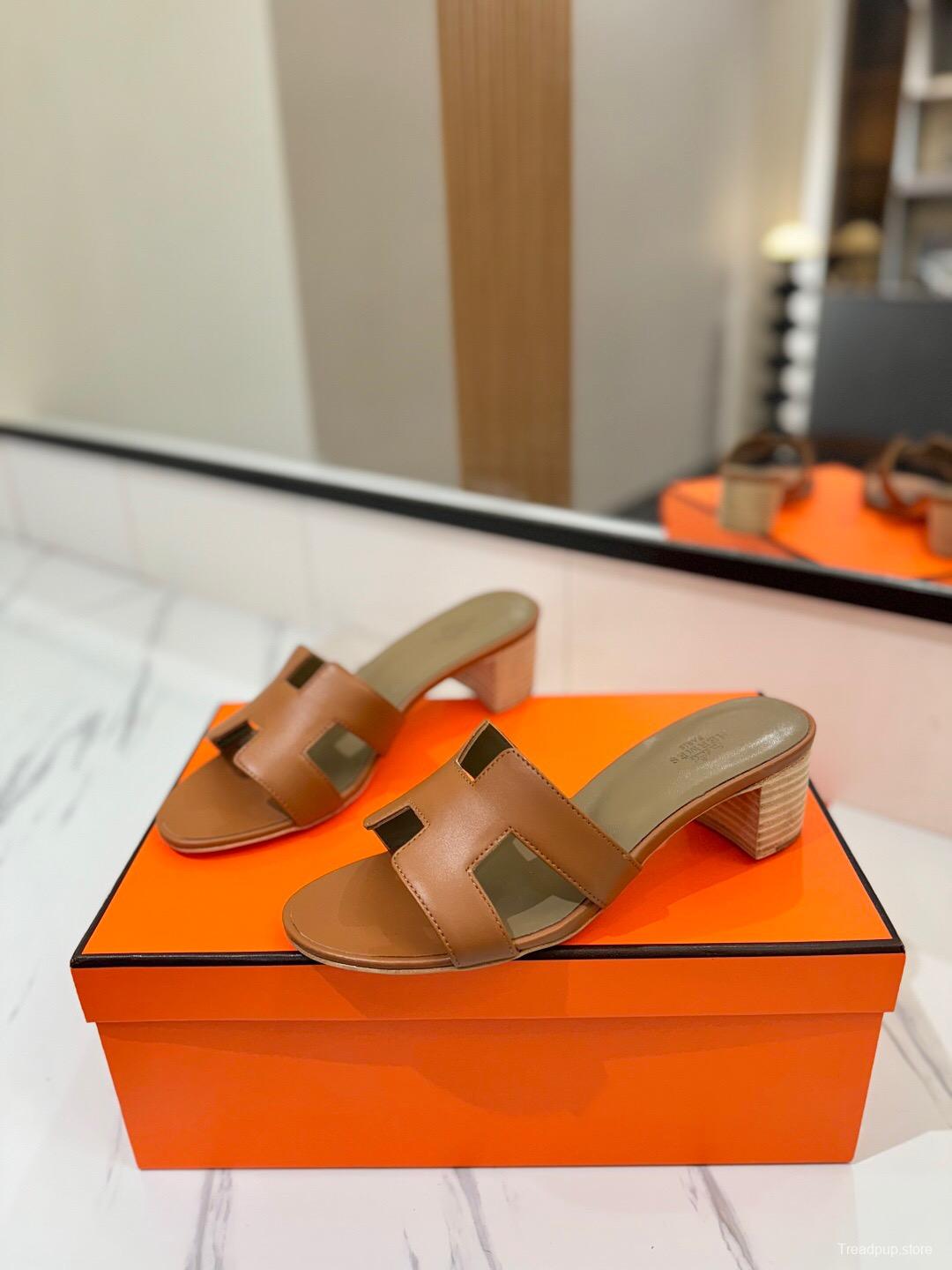 2025 Women Hermès Brown Leather Sandals