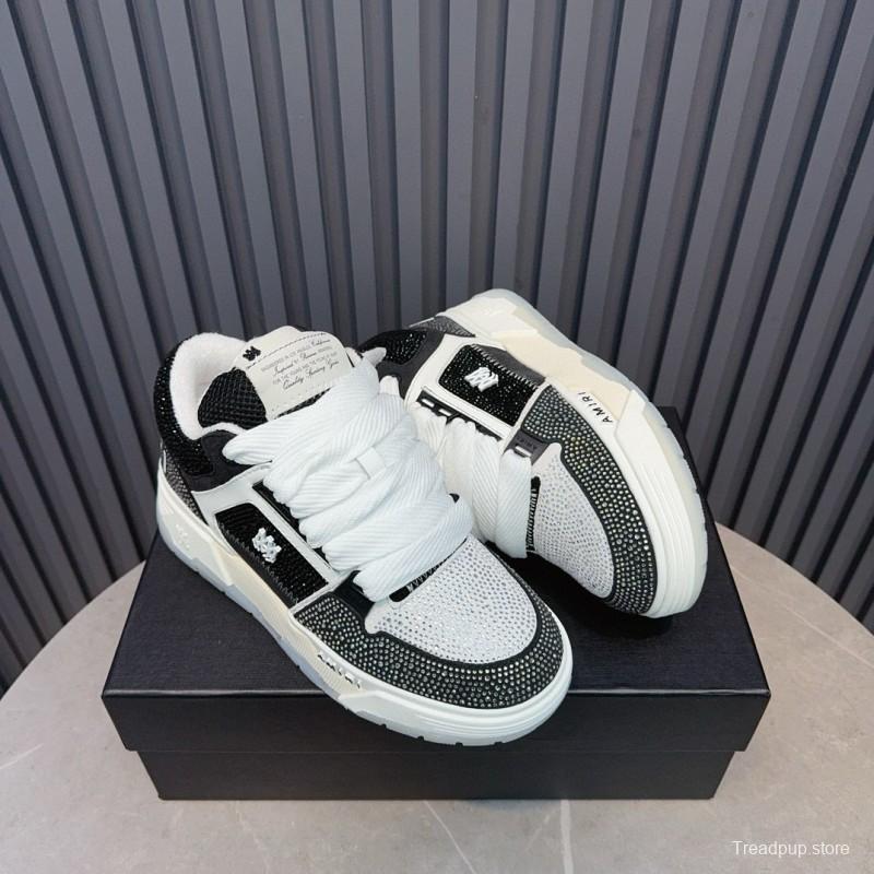 2024 Unisex Amiri Black White Mesh Leather Sneakers MJ00410