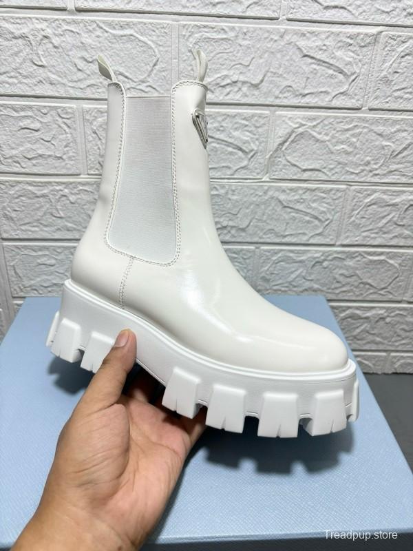 2024 Women Prada White Leather Boots MJ00380
