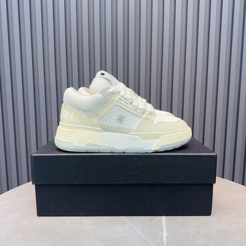 2024 Unisex Amiri White Mesh Leather Sneakers MJ00360