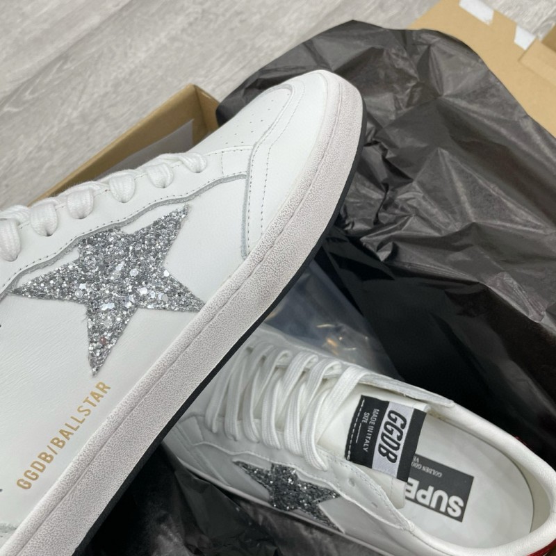 2024 Unisex GGDB White Silver Glitter Leather Sneakers MJ00260