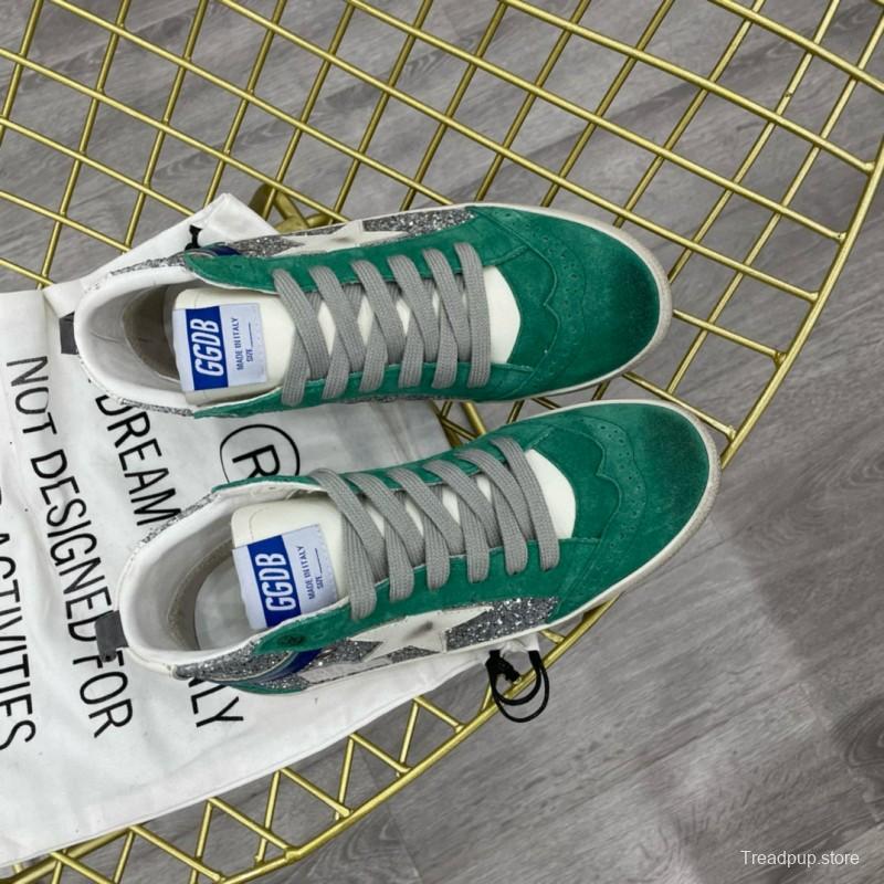 2024 Unisex GGDB Green Silver Glitter Suede High-top Sneakers MJ00300