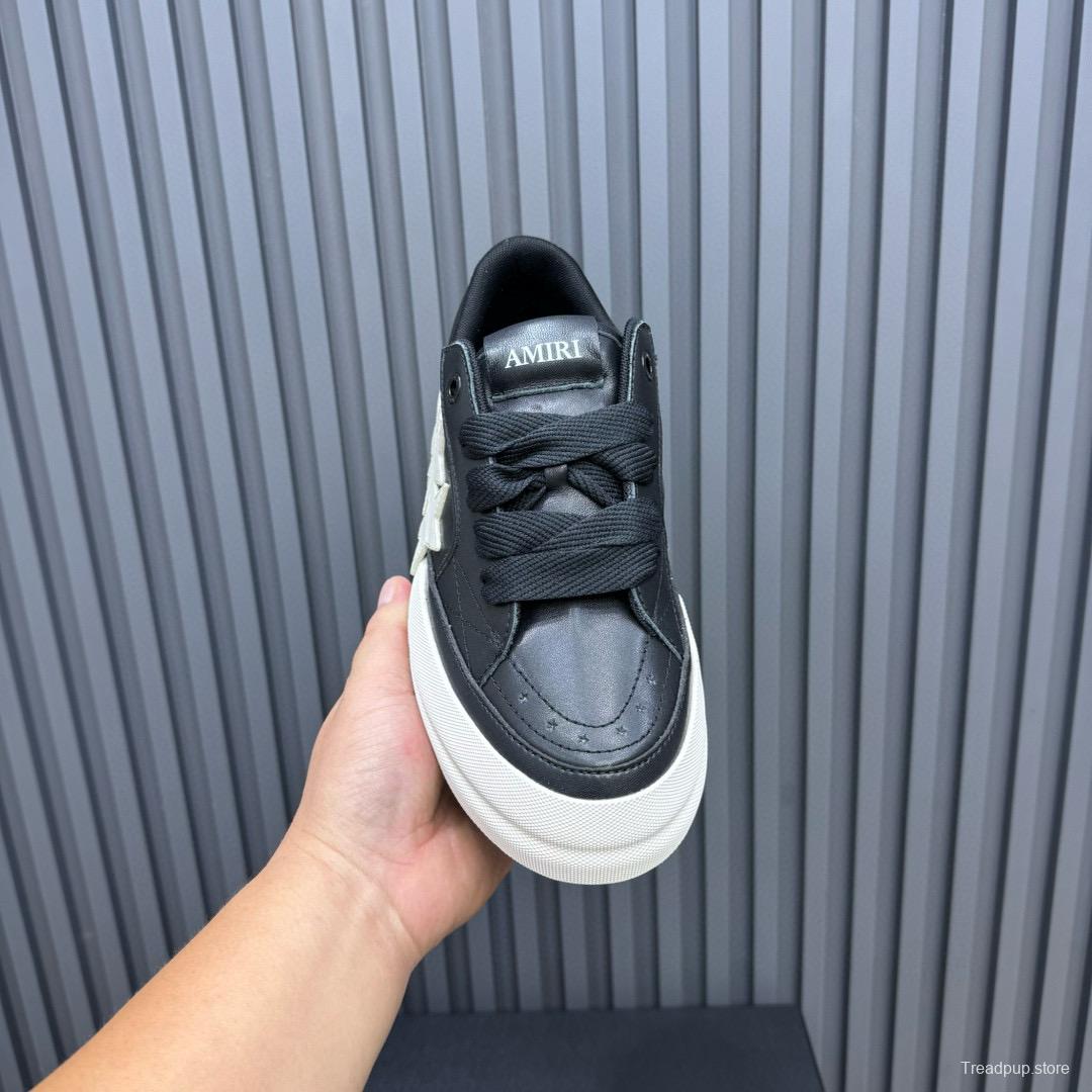 2024 Unisex Amiri Black White Leather Sneakers MJ00300
