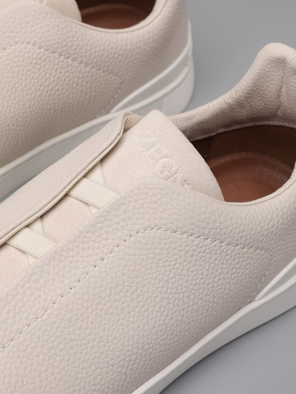 2024 Unisex Ermenegildo Zegna White Leather Suede Sneakers MJ00240