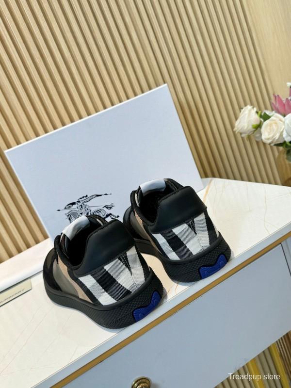 2024 Men Burberry Black Leather Sneakers MJ00320