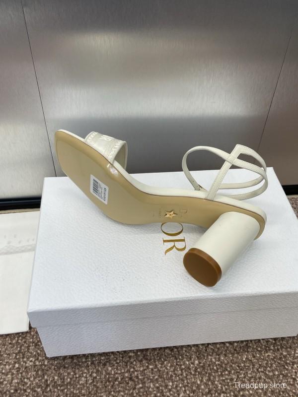 2025 Women Dior White Leather Sandals Embroidery KFY00280