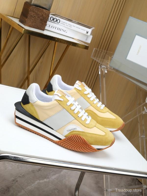2025 Unisex TOM FORD Yellow White Grey Suede Leather Sneakers LY00360(F)/LY00370(M)