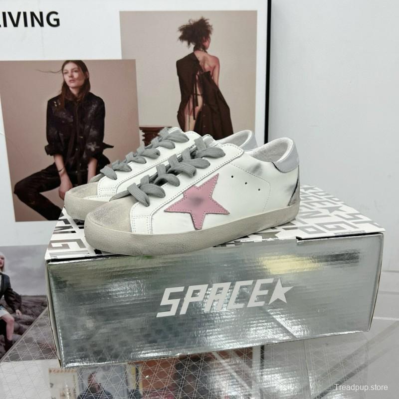 2025 Women GGDB White Pink Leather Sneakers