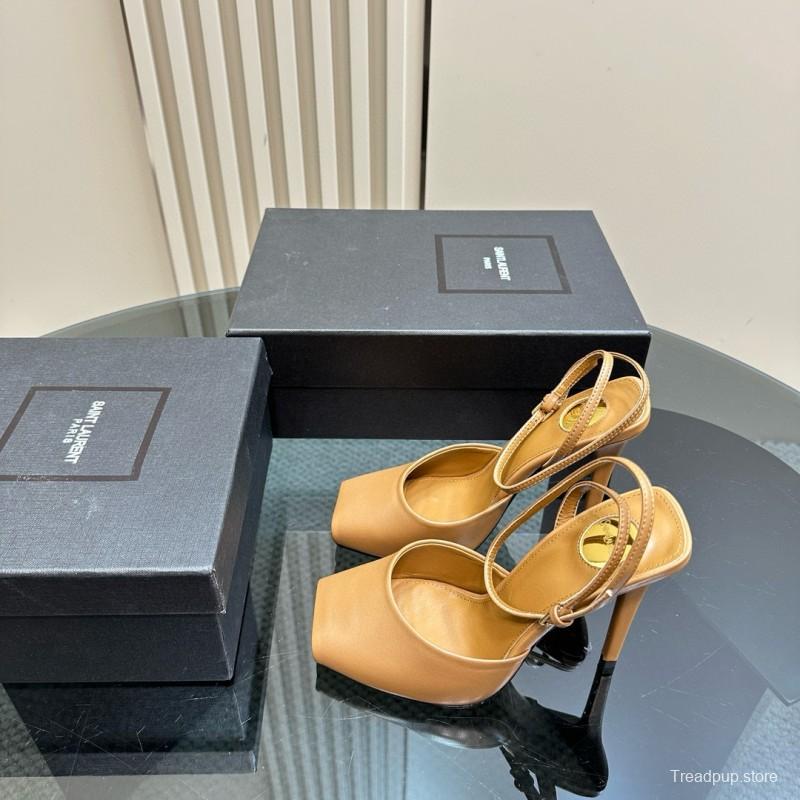 2025 Women Yves Saint Laurent Beige Calfskin Slingback Pumps