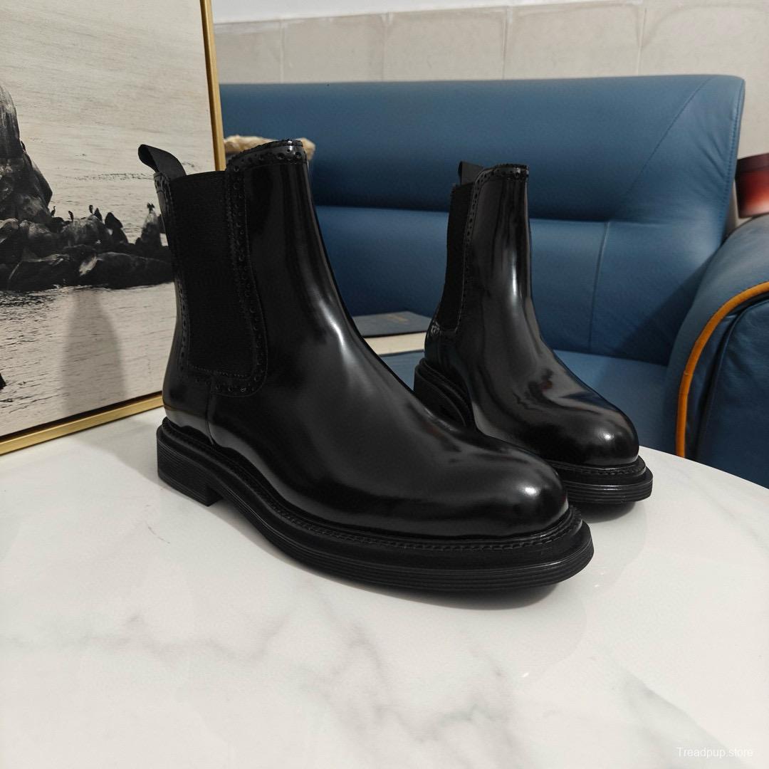 2024 Men Dolce & Gabbana Black Leather Ankle Boots