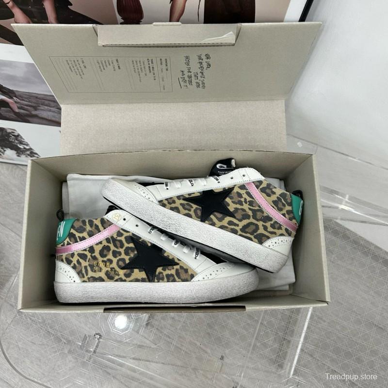 2024 Unisex GGDB Leopard Pink Green Leather Suede High Top Sneakers MJ00300