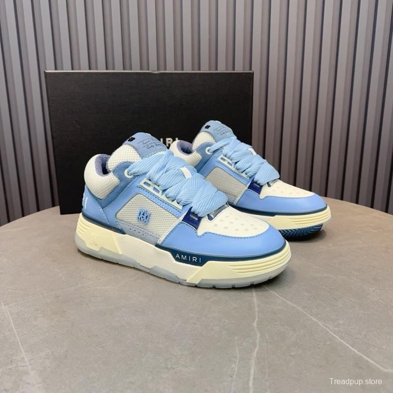 2024 Unisex Amiri Blue White Mesh Leather Sneakers MJ00360