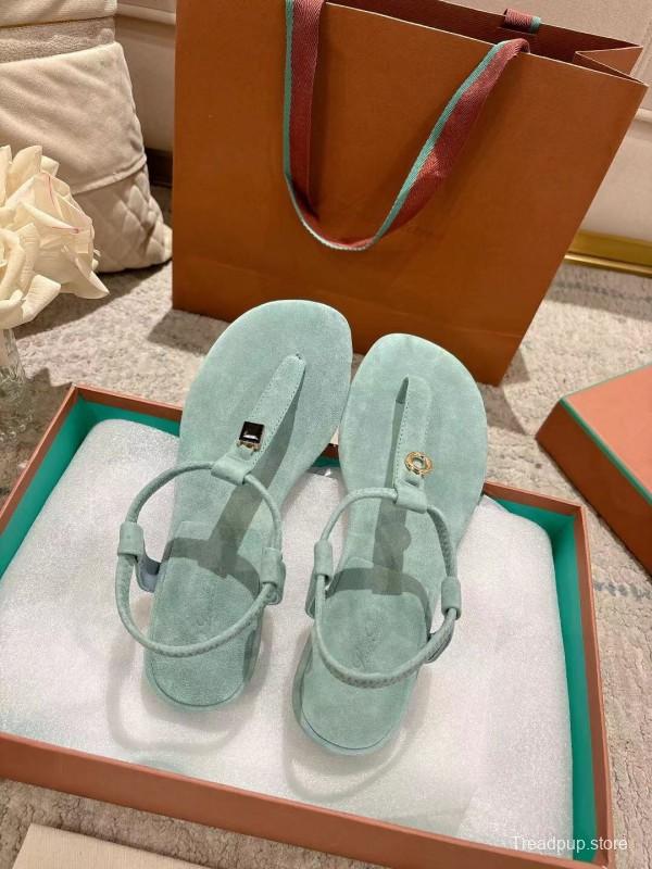 2025 Women LP Light Blue Suede Sandals LY00250