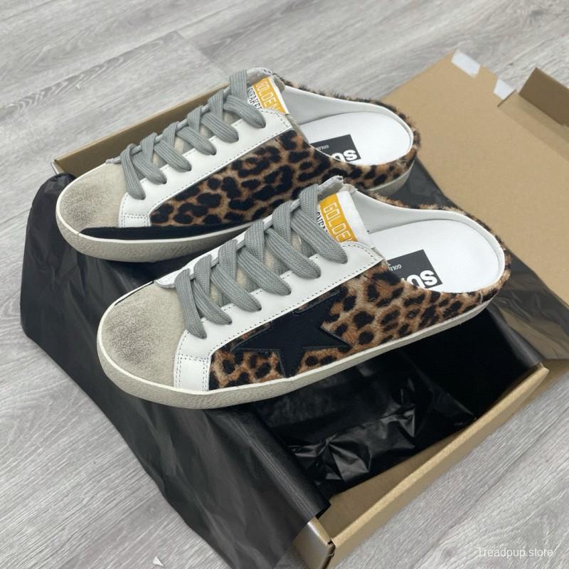 2025 GGDB White Black Leopard Print Suede Leather Slip-On Sneakers