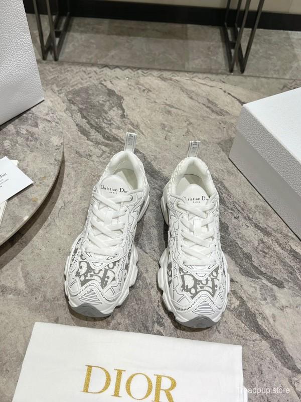 2025 Women Dior White Mesh Leather Sneakers KFY00370
