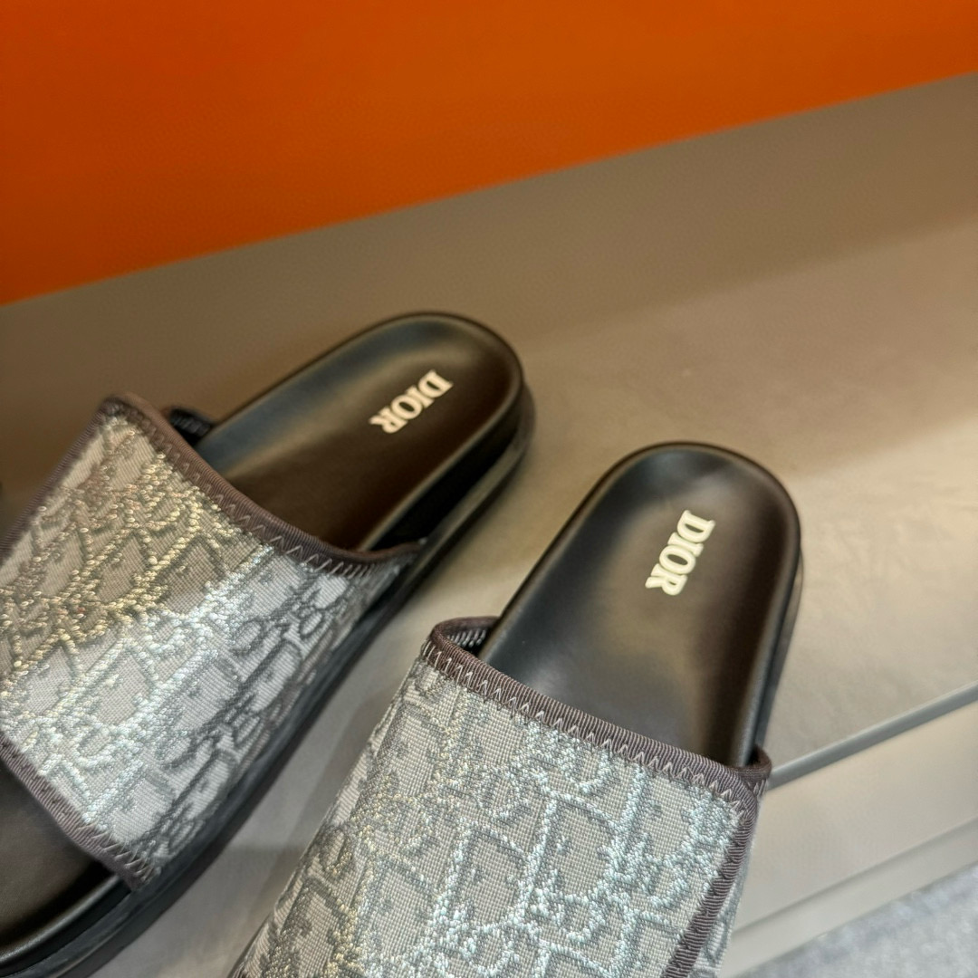 2024 Slippers Dior gray fabric Slippers MJ00180