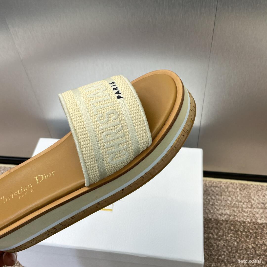 2025 Slippers Dior Beige Canvas Slippers
