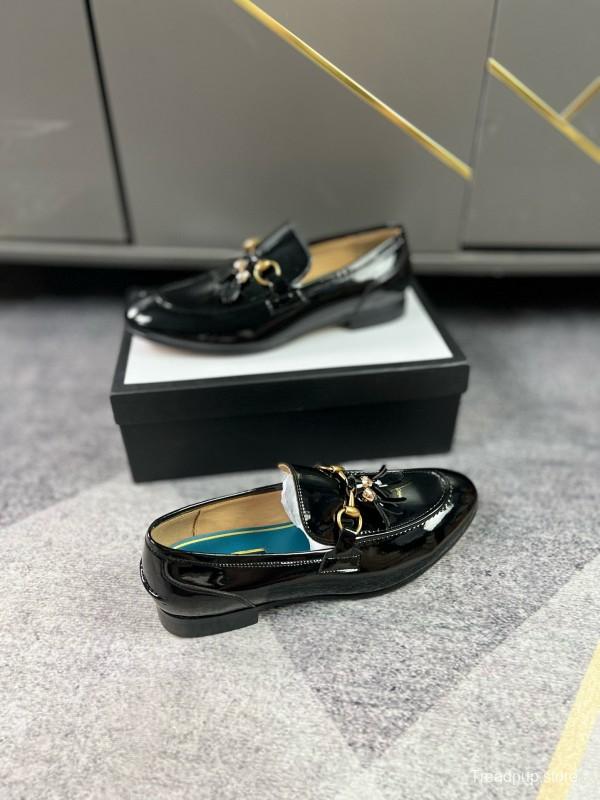 2024 Men Gucci Black Leather Loafer MJ00280