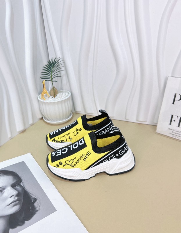 2024 Kids Dolce & Gabbana Red Black White Nylon Sneaker