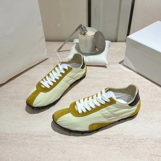 2025 Unisex MM6 Maison Margiela Yellow White Nylon Suede Sneakers