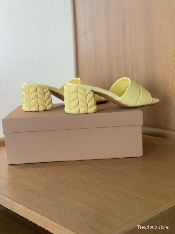 2025 Gianvito Rossi Yellow Leather Slippers KFY00260