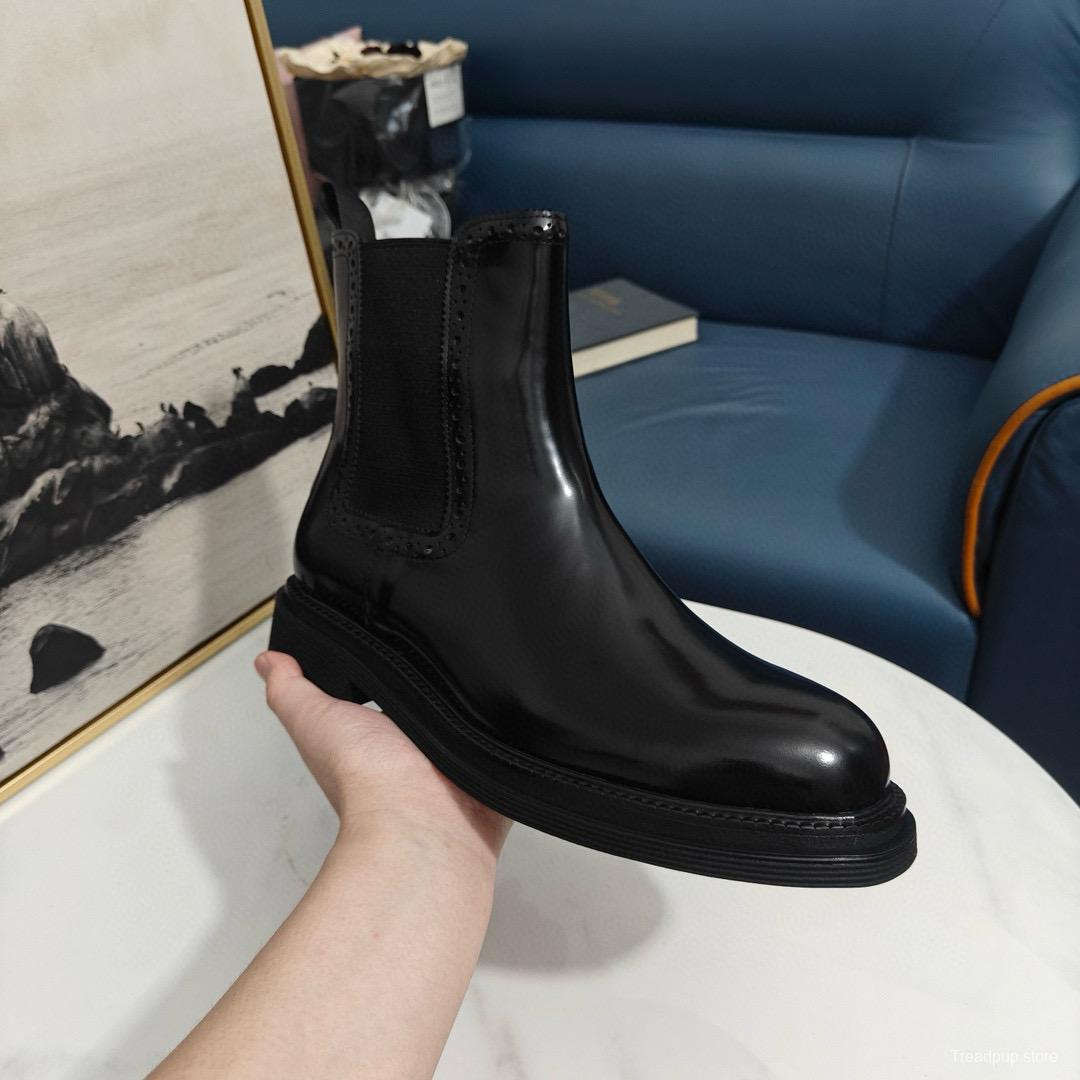 2024 Men Dolce & Gabbana Black Leather Ankle Boots