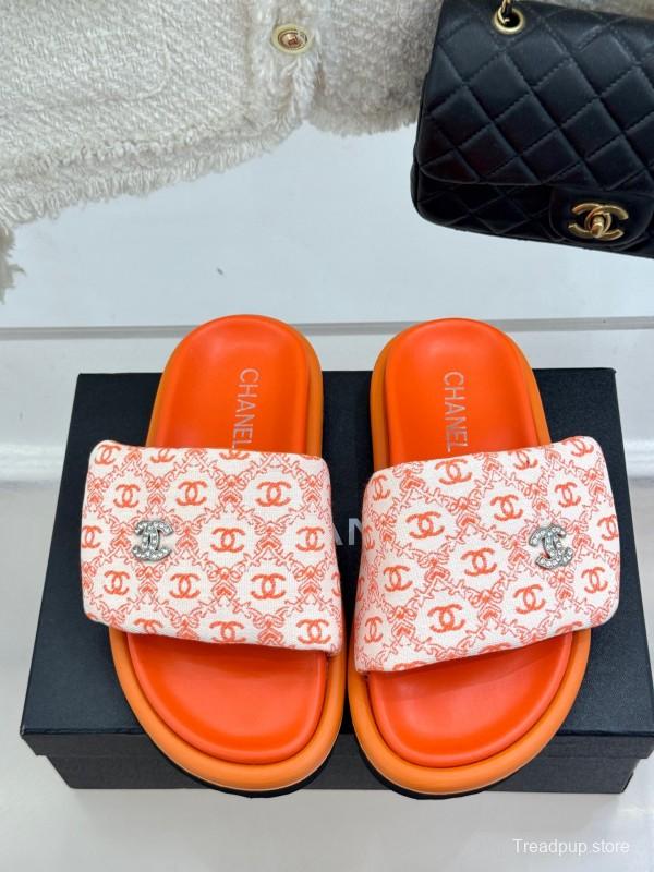 2025 Slippers Chanel Orange Nylon Slippers