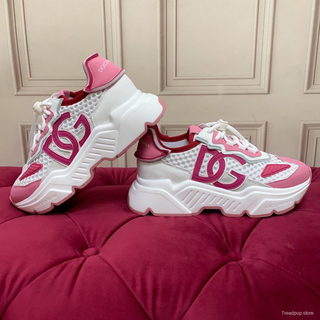 2025 Women Dolce & Gabbana White Pink Mesh Sneakers LY00330(F)