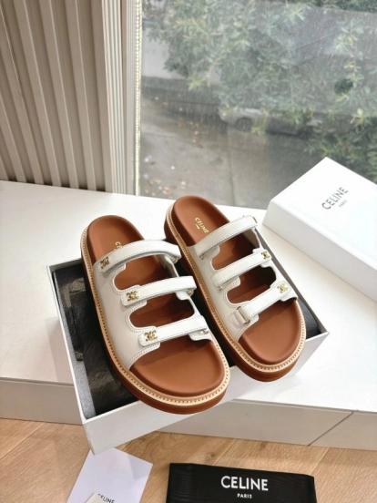 2025 CELINE White Leather Sandals