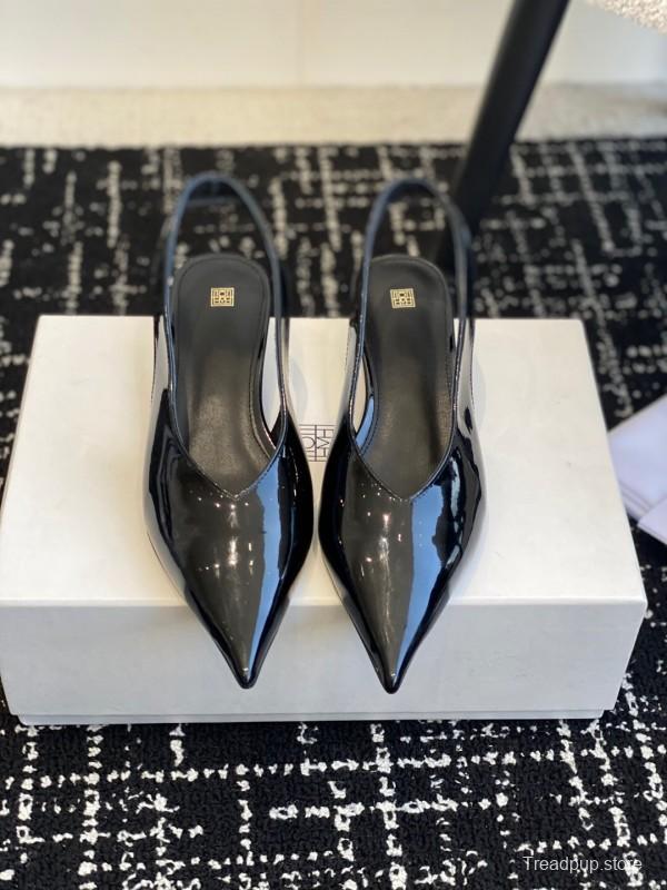 2025 Women Toteme Black Patent Leather Slingback Pumps