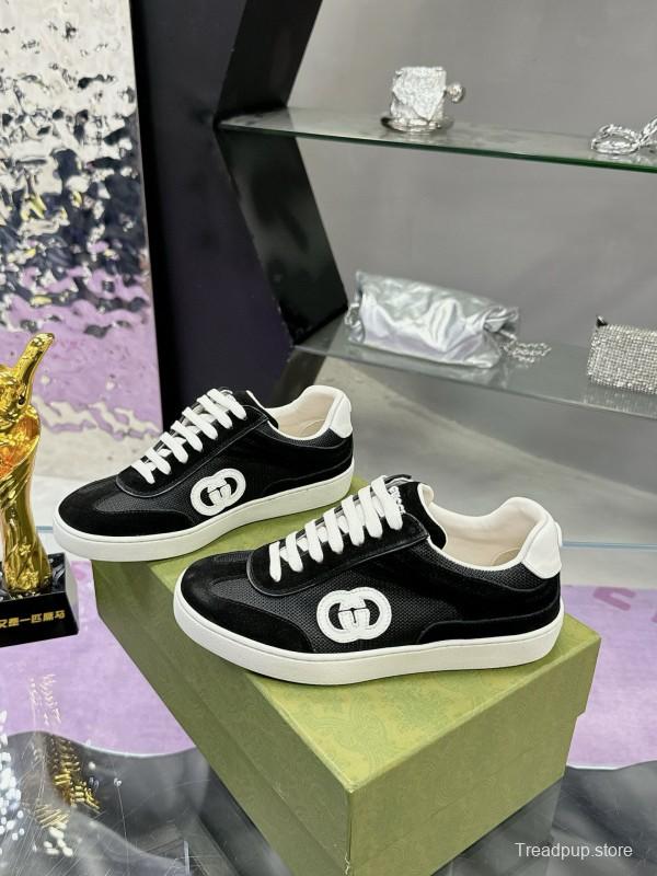 2024 Unisex Gucci Black White Leather Sneakers MJ00310