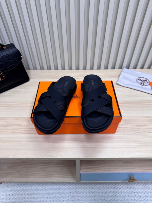 2025 Men HERMÈS Brown Leather Sandals