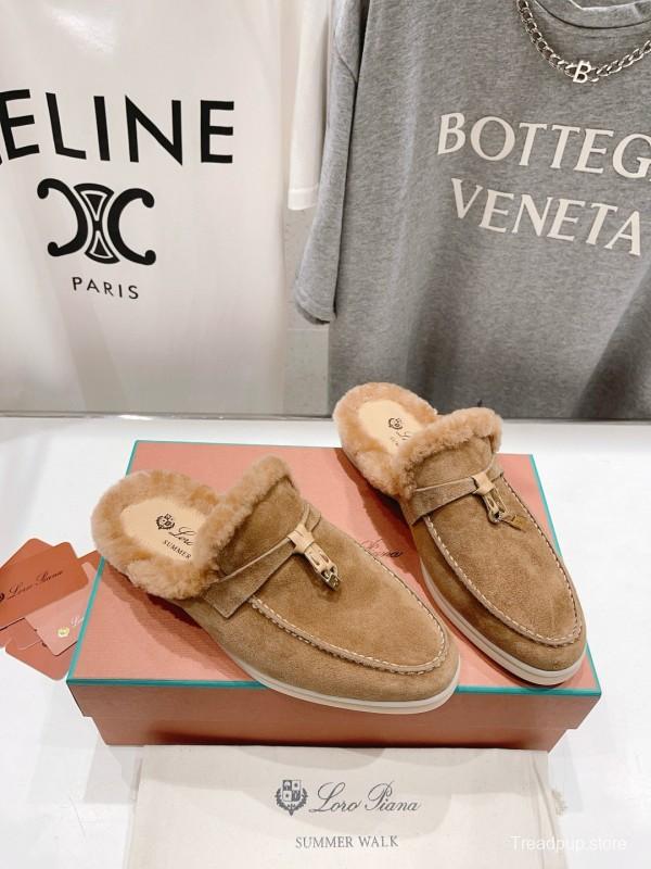 2024 Slippers LP Beige Suede Fur Slip-on