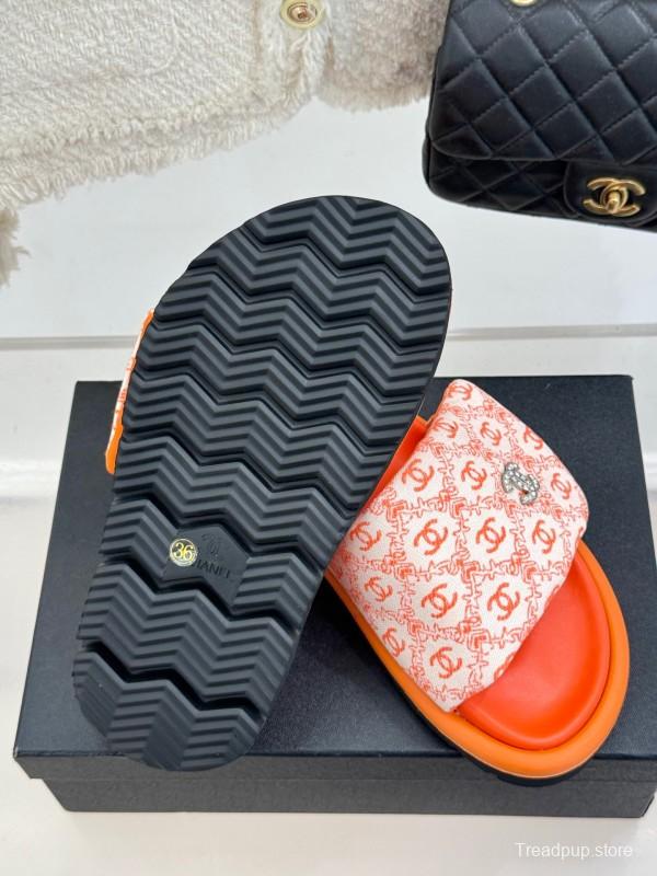 2025 Slippers Chanel Orange Nylon Slippers