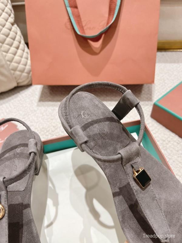 2025 Women LP Gray Suede Sandals LY00360