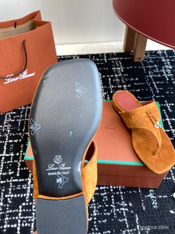 2025 Women Le Parmentier Brown Suede Thong Sandals KFY00280