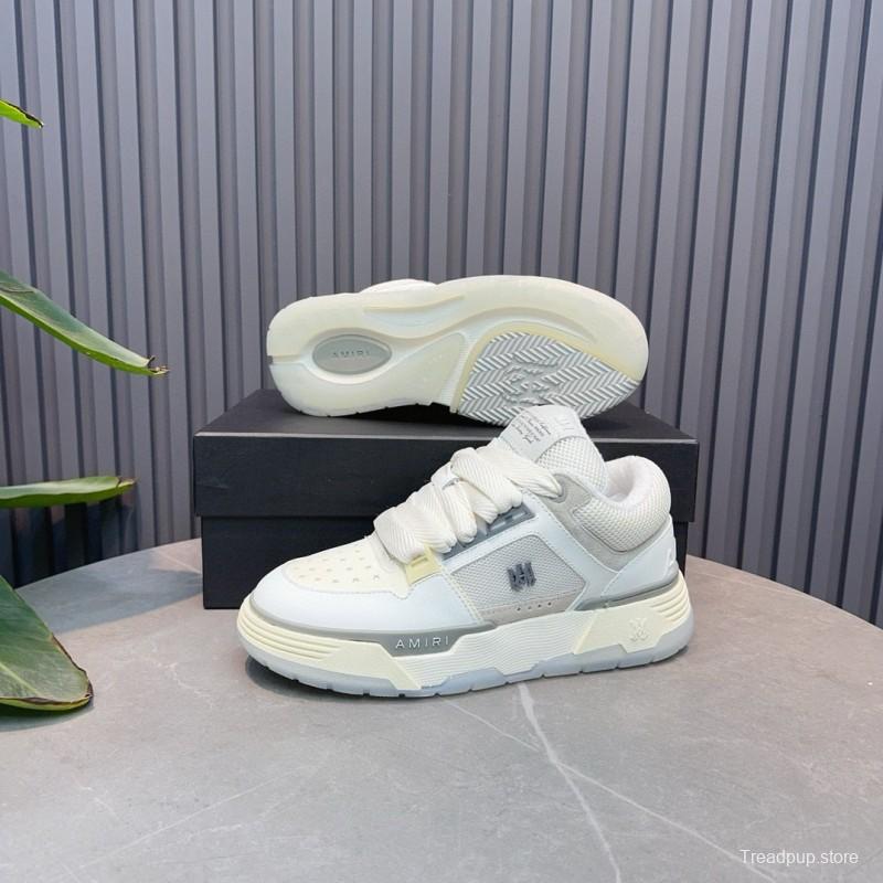 2024 Unisex Amiri White Beige Leather Mesh Sneakers MJ00360