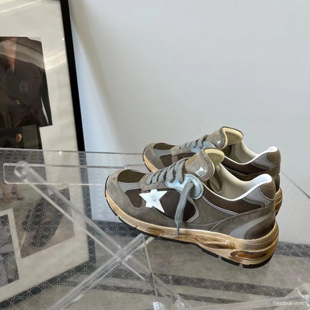 2024 Unisex GGDB Brown Grey Suede Mesh Sneakers