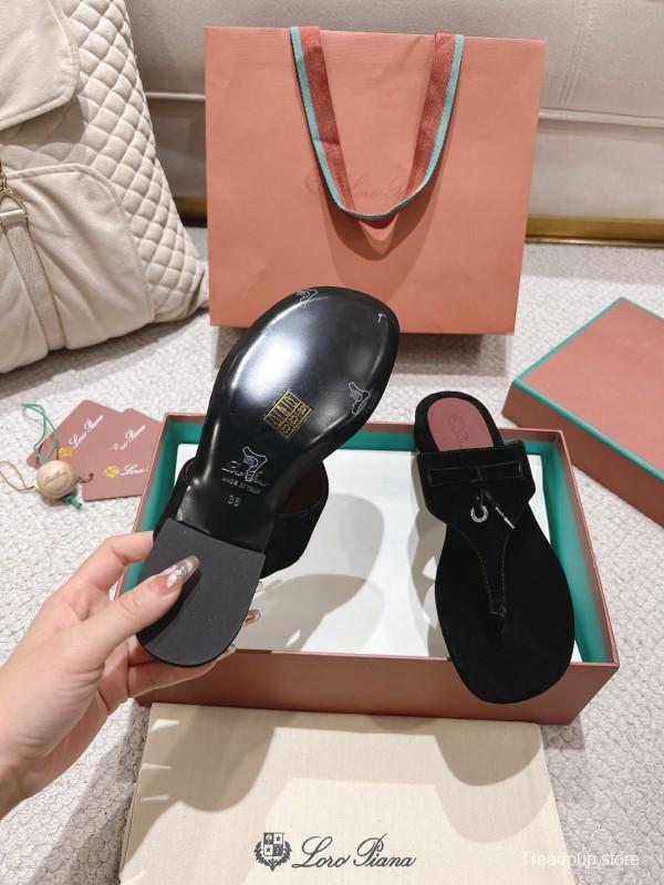 2025 Women LP Black Suede Slippers LY00250