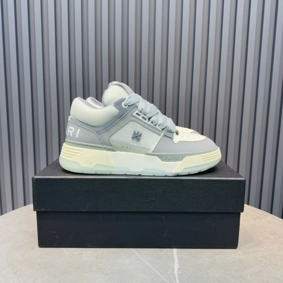2024 Unisex Amiri Grey White Leather Suede Sneakers MJ00360