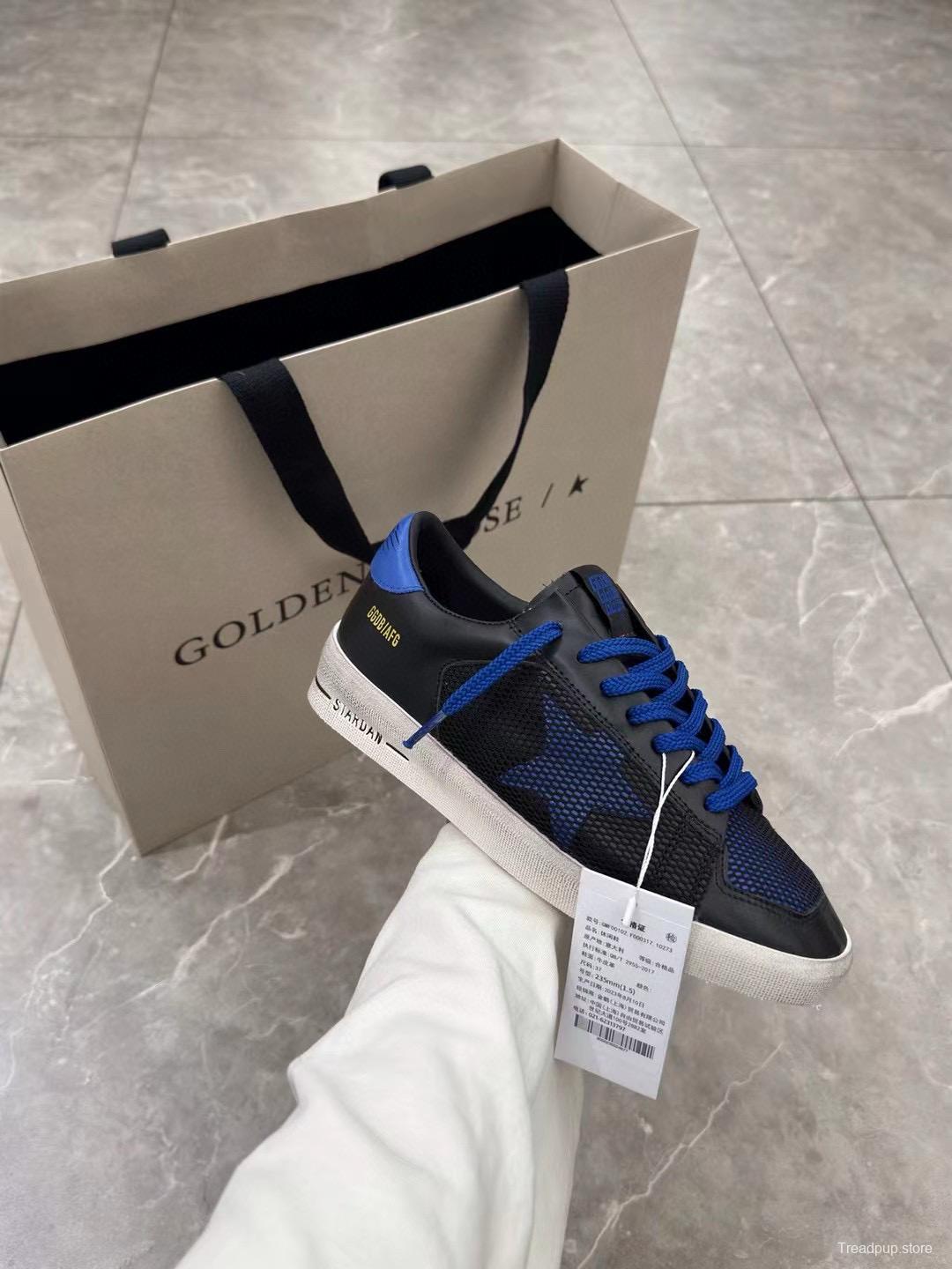 2024 Unisex GGDB Black Blue Leather Mesh Low Top Sneakers MJ00260