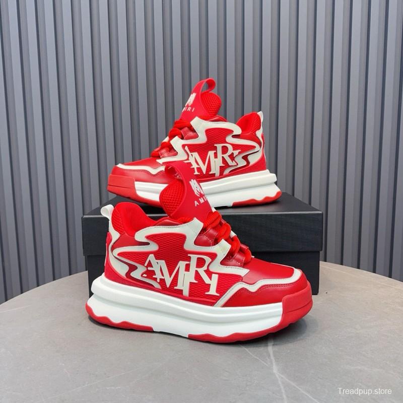 2024 Men Amiri Red White Leather Sneakers MJ00400