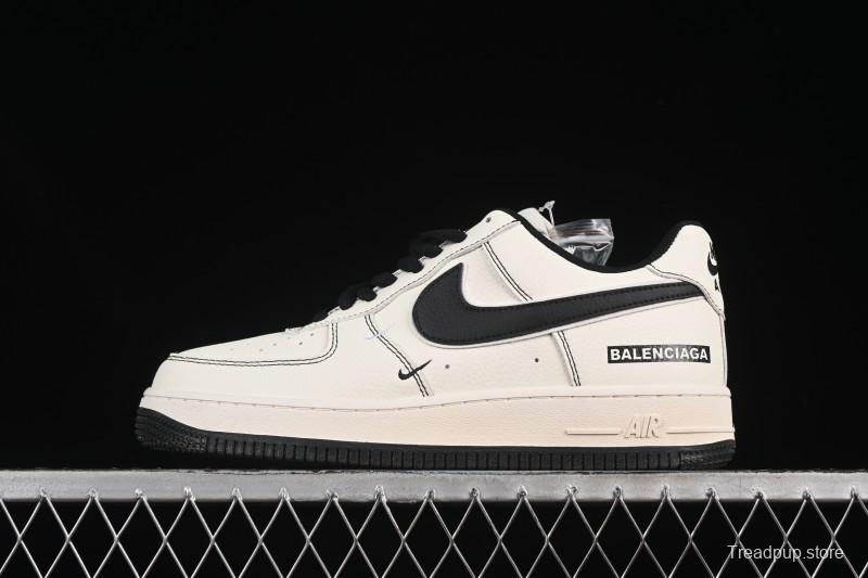 Nike Balenciaga Air Force 1'07 Low Collaboration Triple Swoosh Beige Black Casual Shoes - FR0538-090