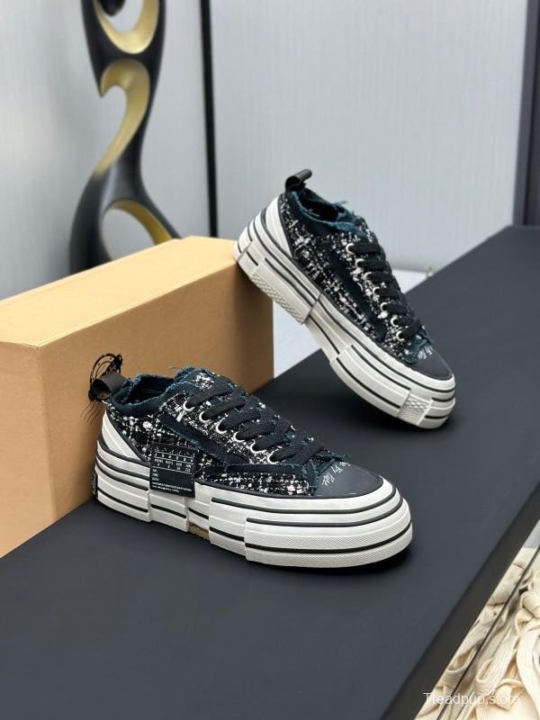 2025 Unisex XVESSEL Black White Canvas Platform Vulcanized Sneakers AS00260