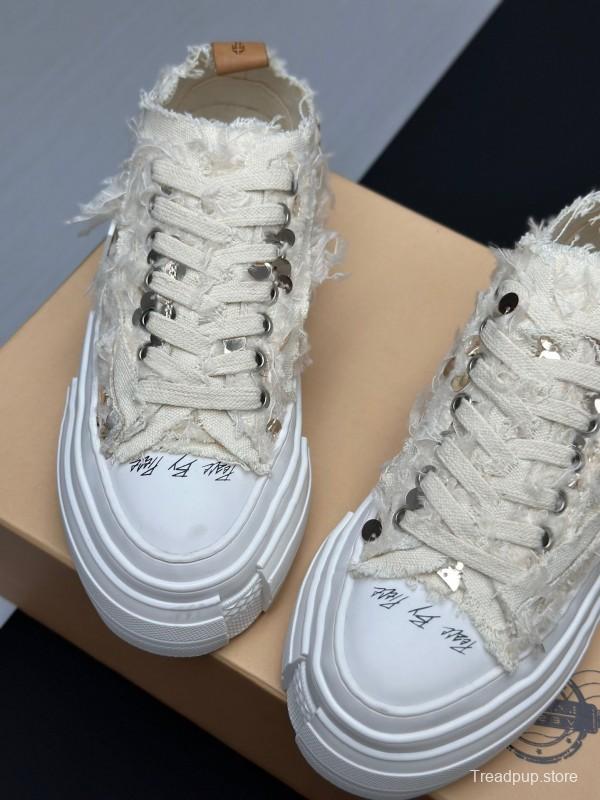 2025 Unisex XVESSEL White Canvas Plimsolls Vulcanized AS00260