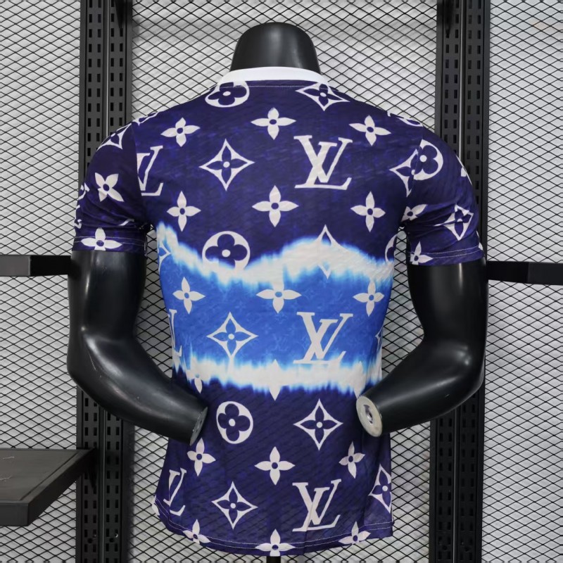 Player Version 25/26 Real Madrid Blue with Louis Vuitton Monogram Pattern Jersey