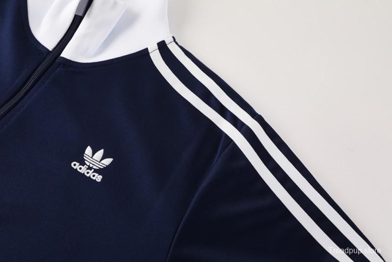 2025 Adidas Original Navy Full Hoodie Zipper Jacket +Long Pants