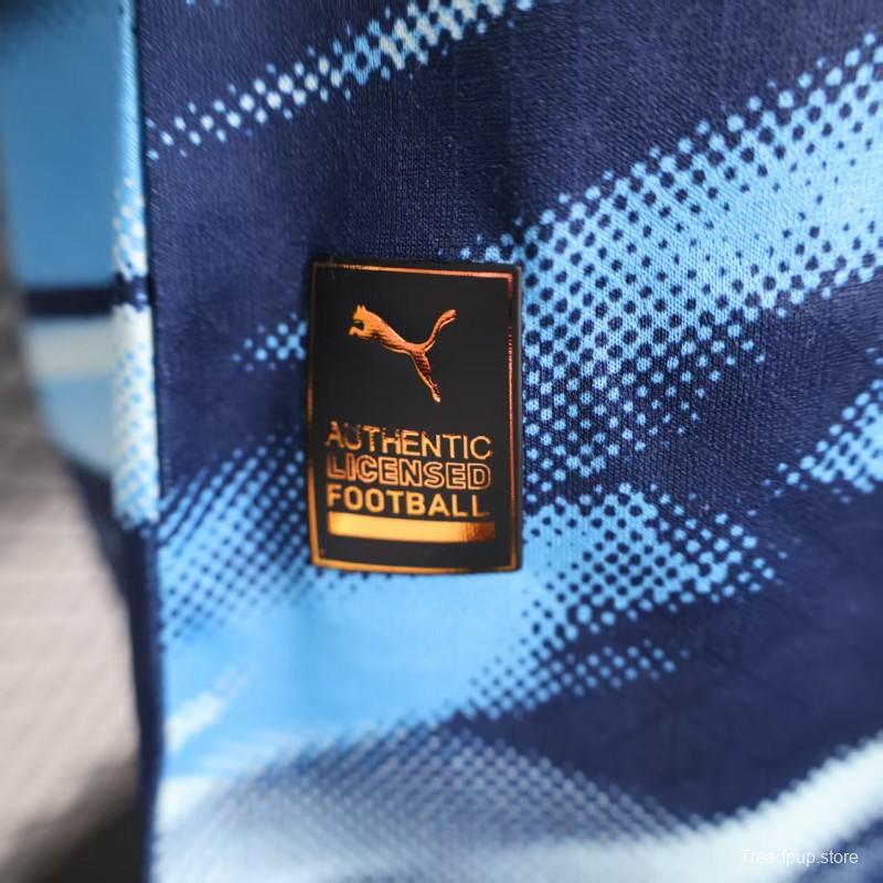 Player Version 25/26 Olympique de Marseille Blue with Gradient Wave Pattern Jersey