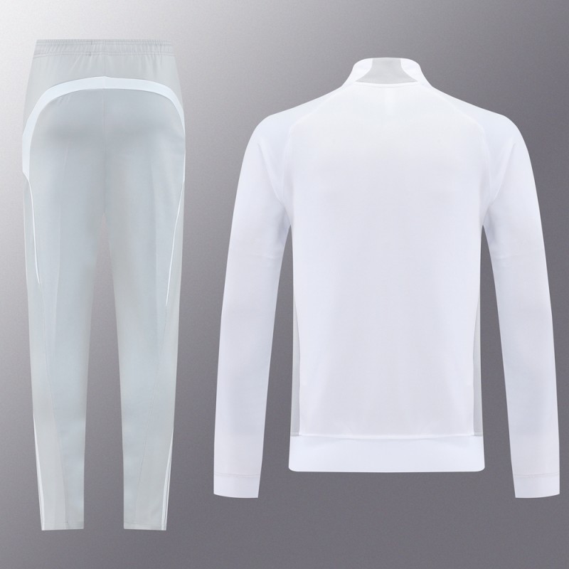 25/26 Real Madrid Grey/White Full Zipper Jacket + Long Pants