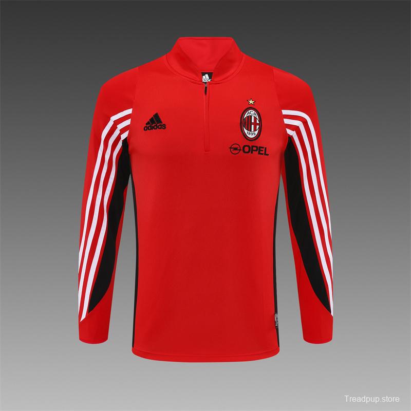 Retro 03/04 AC Milan Red Half Zipper Jacket